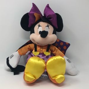 Disney Minnie Mouse Halloween Plush Purple Orange Bat Costume Polka Dots